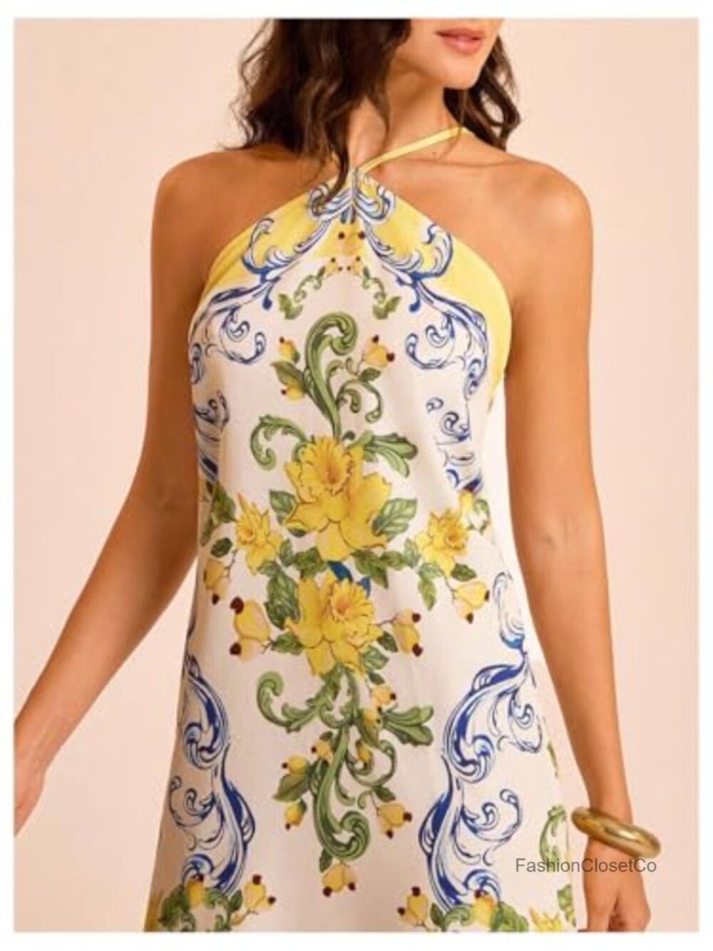 Backless Halter Mini Dress Tropical Summer Vacation Beach Boho - Picture 4 of 6
